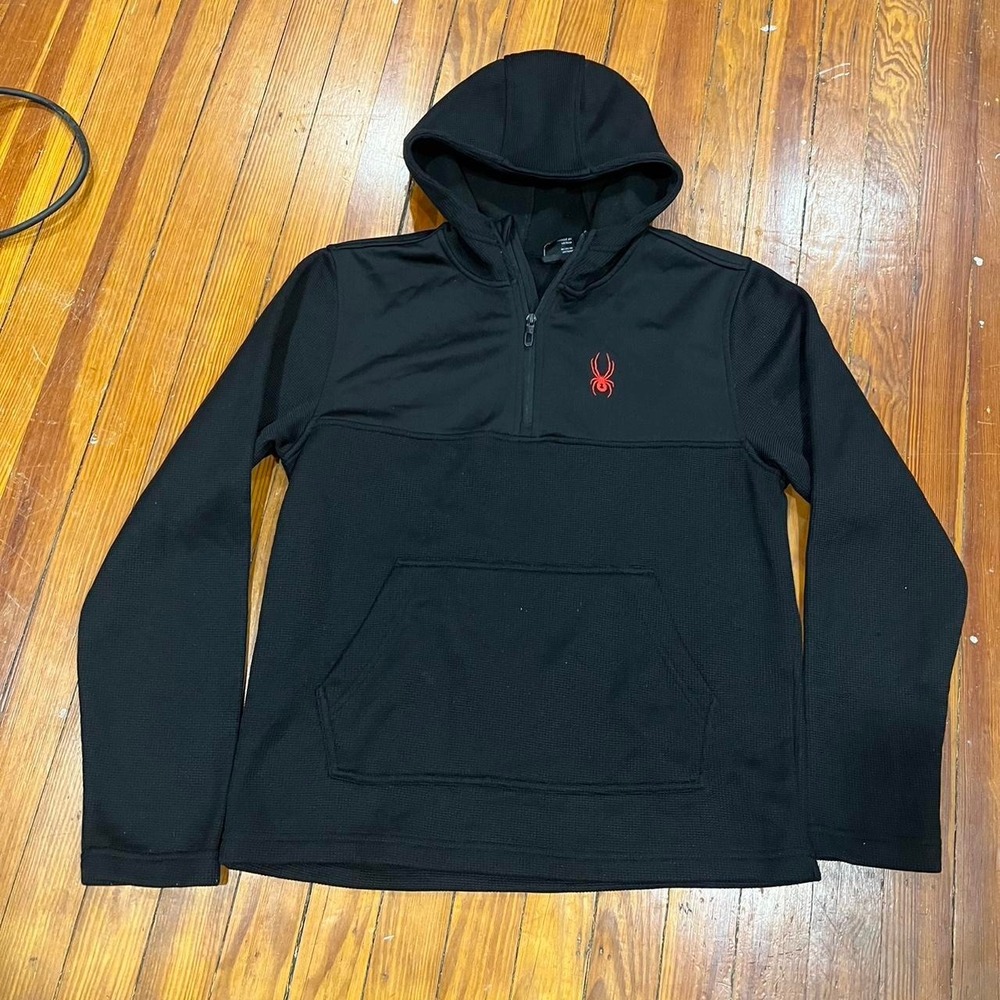 Black spyder pull over quarter zip hoodie